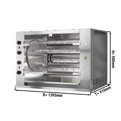 Parrilla de gas giratoria para pollo PREMIUM - con 8 pinchos para 48 pollos - 1395 x 910 x 980 mm