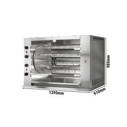 Rotação churrasqueira de frangos a gás PREMIUM com 8x espetos para 48x frangos - 1395 x 910 x 980 mm