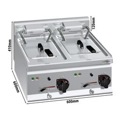 Dubbele elektrische friteuse - 10+10 liter - 12 kW - mechanische bediening - met aftapkraan