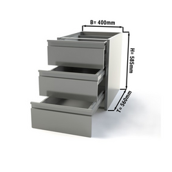 Mesa com gavetas PREMIUM 0,4 m - com 3 gavetas - Subestrutura para mesas de trabalho 600 de profundidade