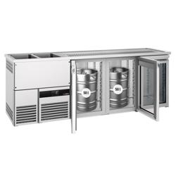 Barkoelkast PREMIUM - 2500x700mm - 3 glazen deuren