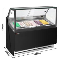 Ijsvitrine THEO - 1300mm - Convectie - voor 6x 5 liter ijscontainers - Zwart