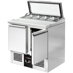 Saladette PREMIUM - 900mm - 159L - 2 portas - com vitrine de vidro para 4x GN 1/3 & Tampa de vidro