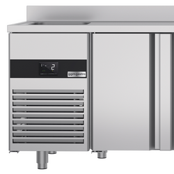 Koelwerkbank PREMIUM - 1900x700mm - met 3 deuren, 1 spoelbak links & achterwand