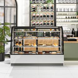 Vitrine de comptoir réfrigérée - 633L - 1800mm - Double vitrage - avec 3 étagères en verre - portes coulissantes vitrées arrière - pour pâtisseries - Pour FR