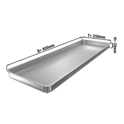 Edelstahl Ausstell-/Auslageblech - mit Rand - 800x250x20mm