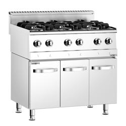 Fogão a gás - 19,5 kW - 6 queimadores - incl. armário inferior