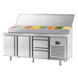 Pizza Hazırlık Buzdolabı - 1960x700mm - 2 Kapılı + 2 Çekmeceli - 1 x GN 1/2 + 9 x GN 1/3