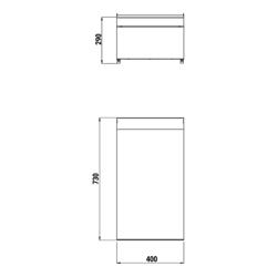 قاعدة محايدة 400mm - 400x730x290mm - ستانلس ستيل | طراز طاولة | مع حاجز خلفي | متوافق مع سلسلة PAOLO 700
