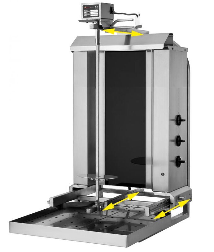 Electric Doner Kebab Grill (Shawarma/Gyros) - 3 Burner - up to 40kg - 5.40kW - incl. 2 double doors & drip tray