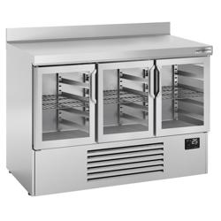 Koelwerkbank PREMIUM PLUS - 1460x700mm - 335 liter - dubbel glas - met 3 glazen deuren - opstand