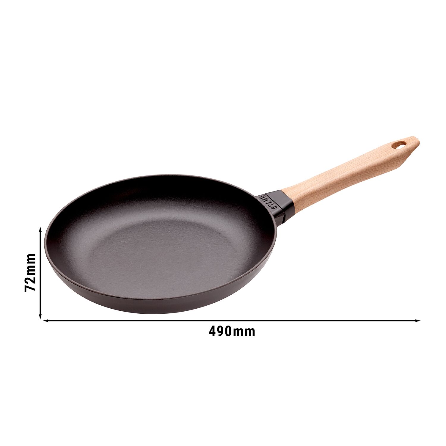 STAUB | PANS - Poêle avec manche en bois - Ø 260mm - Fonte - Noir