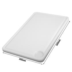 Schneidebrett mit Saftrille - 300x500mm - HACCP-Konform - Weiß