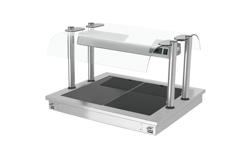 Vestavná ohřevná deska - nerezová - 810 mm - 2x GN 1/1 - 0,9 kW - s oboustrannou skleněnou zábranou proti kýchání