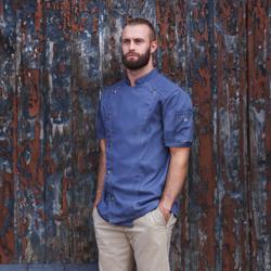 KARLOWSKY | Casaco de manga curta para cozinheiro Estilo Jeans - Azul Vintage - Tamanho: 54