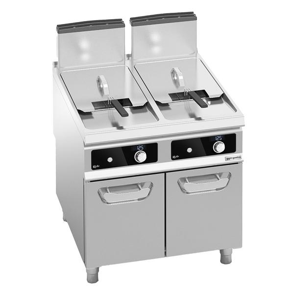 Dubbele gasfriteuse - 20+20 liter - 35 kW - indirect verwarmd - digitale bediening - Bflex Digital - met aftapkraan - incl. onderstel
