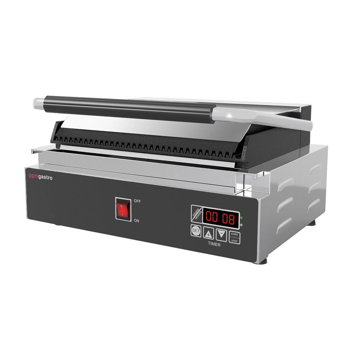 Grelhador de contacto - Digital - Placa superior e inferior ranhurada - | Grill de mesa | multi Grill | Tostadeira | Grill eléctrico | Tostador para Panini