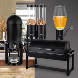 Dispenser per cereali - triplo - Ø 120mm - Nero - dosatore a leva - 3 contenitori in plastica trasparente