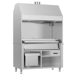 Churrasqueira a carvão em aço inoxidável 1,4 m