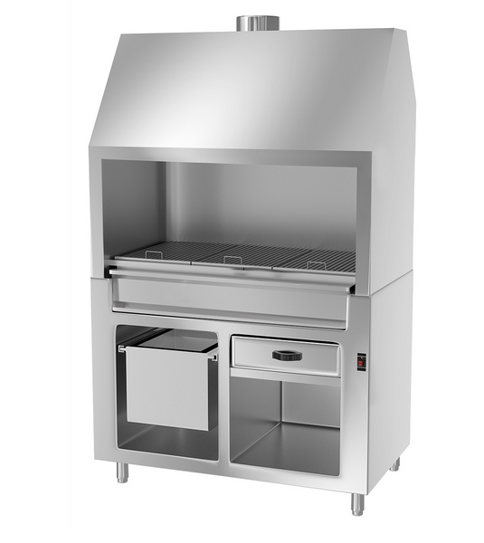 Kömürlü ızgara BERLIN - 1360 mm - paslanmaz çelik görünümlü