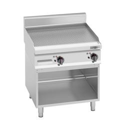 Elektromos rostlap - 8 kW - Bordázott - Sütőfelület: 596x430 mm - álló - nyitott tárolóval - Professzionális