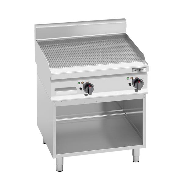 Elektrische bakplaat - 8,0 kW - Geribbeld - Bakoppervlak: 596x430mm - met onderstel