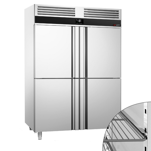 Zamrażarka ze stali nierdzewnej PREMIUM - GN 2/1 - 1400 litrów - z 4 półdrzwiami	