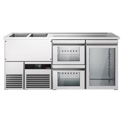 Balcao frigorífico para cerveja PREMIUM - 1950x700mm - 1 porta de vidro & 2 gavetas de vidro