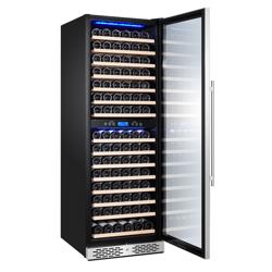 Cave à vin professionnelle - Cadre inox - Porte vitrée - 2 zones - 450L - max. 160 bouteilles