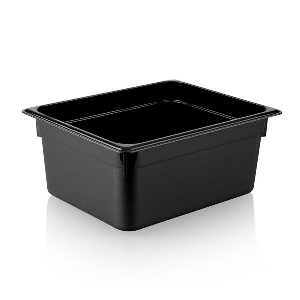 (6 kusů) Polykarbonátová nádoba GN 1/2 - černá - výška: 150 mm