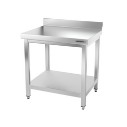 Table de travail en inox PREMIUM - 700x700mm - avec fond de base, rebord & contreventement	