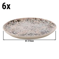 (6 pieces) CONFETTI - Plate - flat - Ø 215mm - Pink