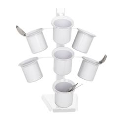 Kutija za pribor za jelo WHITE LINE - 7 odjeljaka - Ø 100 mm - nehrđajući čelik (inox) - bijela