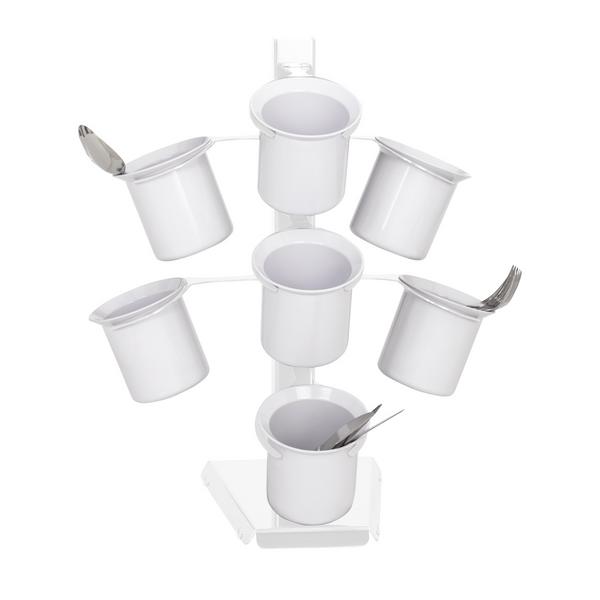 Bac à couverts - Ø100mm - acier inoxydable, poudré - avec 7 étagères - Blanc