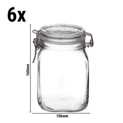 (6 pcs) Bormioli Rocco | Clip Top Preserve Jar - DUBLIN - 1L - with Clip Top Lid