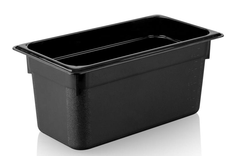 Recipiente GN em policarbonato 1/4 - preto - profundidade 150 mm