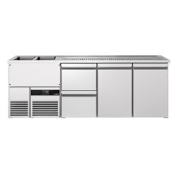 Back Bar Cooler PREMIUM - 2500x700mm - Double Solid Doors & 2 Drawers