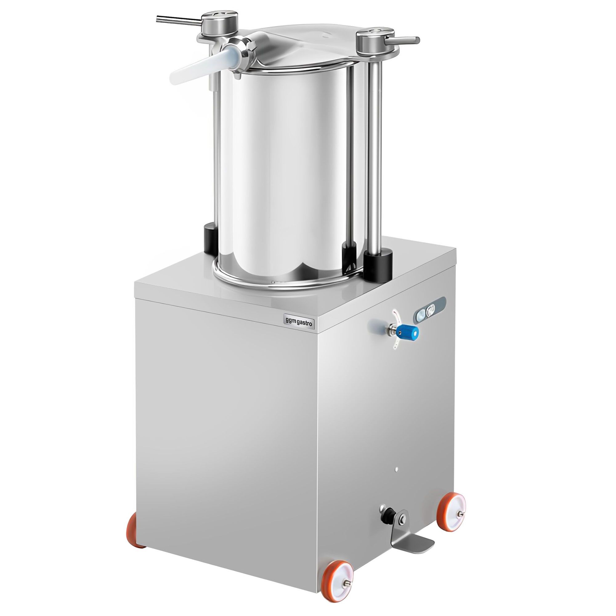 Insaccatrice per salumi idraulica verticale - 50L - 560W - acciaio inox - con 4 imbuti insaccatori