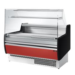 Comptoir vitrine réfrigérée - 1310x953mm - 2 portes - 1 étagère - +0/+6°C - Façade rouge (RAL3003)