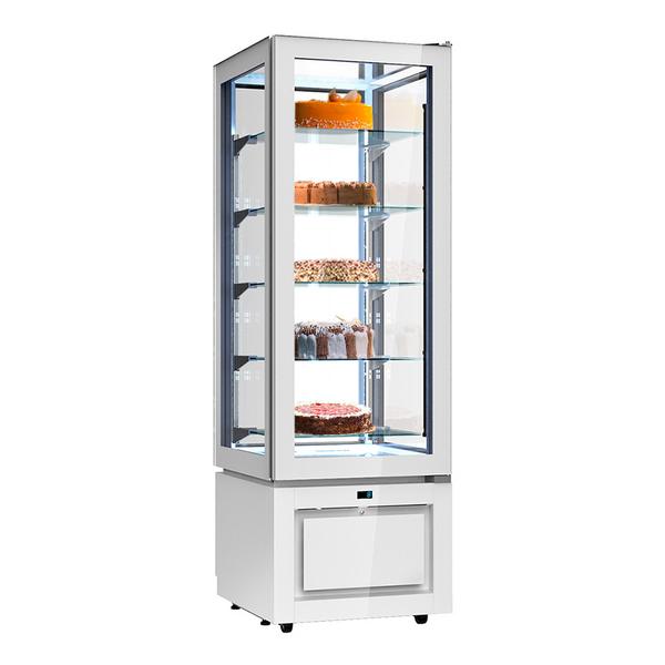 Commercial upright glass door display fridge - 324L - 600mm - Double glazing - square - with 1 glass shelf - 1 glass door front - White