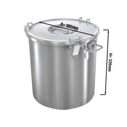 Posuda za hranu - s poklopcem - nehrđajući čelik (inox) - Ø 300 mm - 22,0 l