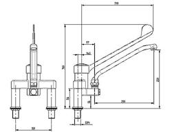 Deck-mounted bridge mixer tap 4000 - swan-neck spout - with single-lever & swivel spout - height 370mm