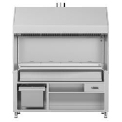 Churrasqueira a carvão em aço inoxidável 1,8 m