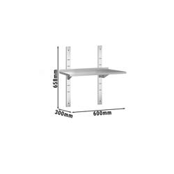 Mensola a parete in acciaio inox PREMIUM - 600x300mm - con 1 ripiano