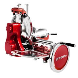 Commercial Flywheel Meat Slicer 12''/Ø300mm – Built-in Sharpener - Hydraulic Clamp - Red