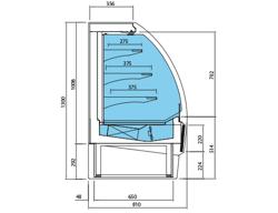 Commercial multideck display fridge - Open front - 1250mm - 365L - with 3 shelves - solid rear - incl. night blind