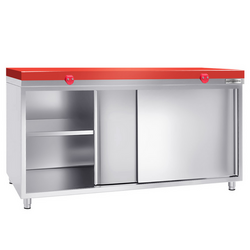 Roestvrijstalen werkkast PREMIUM - 2000x800mm - met schuifdeur zonder achterwand incl. snijplank