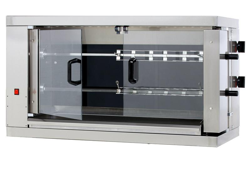 Elektro Hähnchengrill - Glaskeramik - 9,6 kW - mit 2 Spießen für bis zu 12 Hähnchen