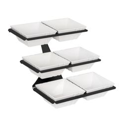 Support buffet - Set de 6 pièces - Acier inoxydable & Mélamine - Noir - avec 3 Niveaux