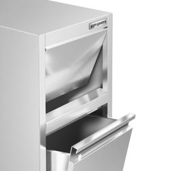 Afvalbak - klapdeksel - 940x400x500mm - met wielen - stabiele stand met 2 voeten en 2 wielen, zacht sluitend deksel, afgeronde hoeken, eenvoudige montage - rvs